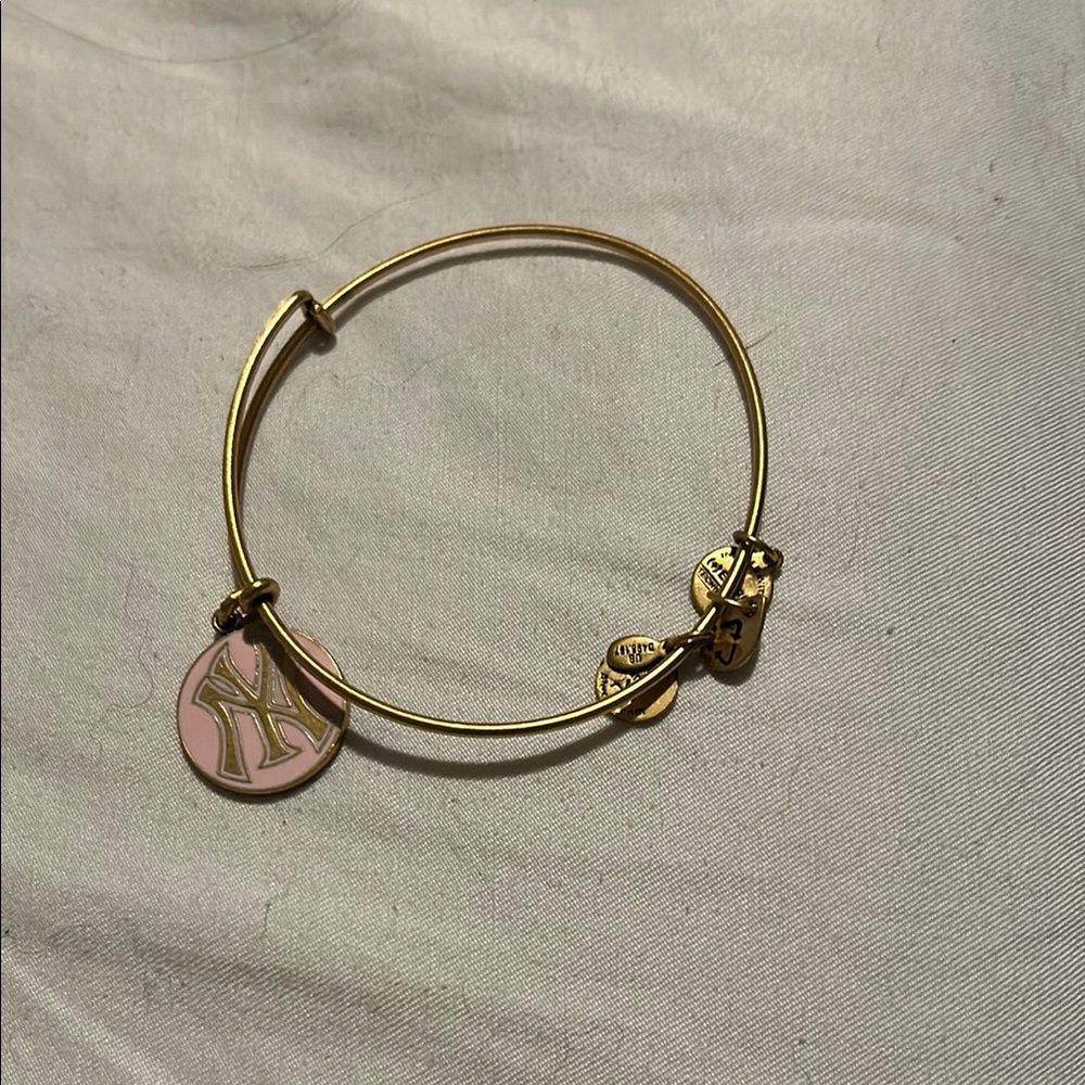 Alex and Ani Gold and Pink Charm Bracelet